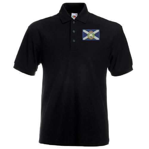 Scottish RE Embroidered Polo Shirt SMALL BLK